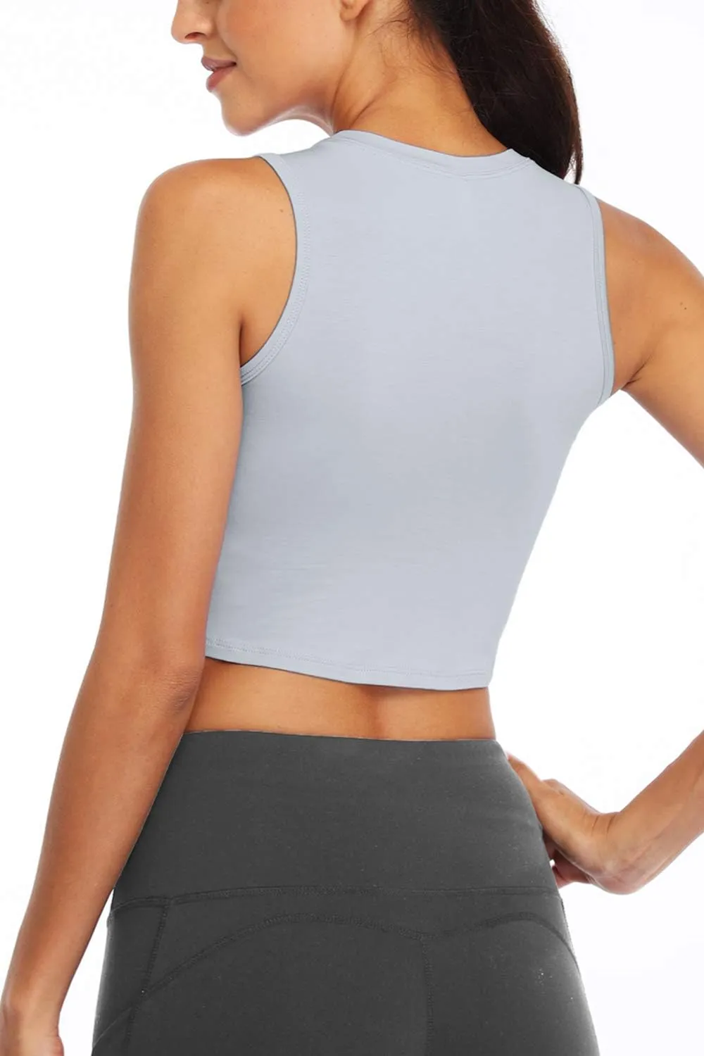 Sanutch Yoga Crop Tops Dance Tops Fitted Workout Crop Tops Yoga Tank Tops Athletic Sports Shirts for Women