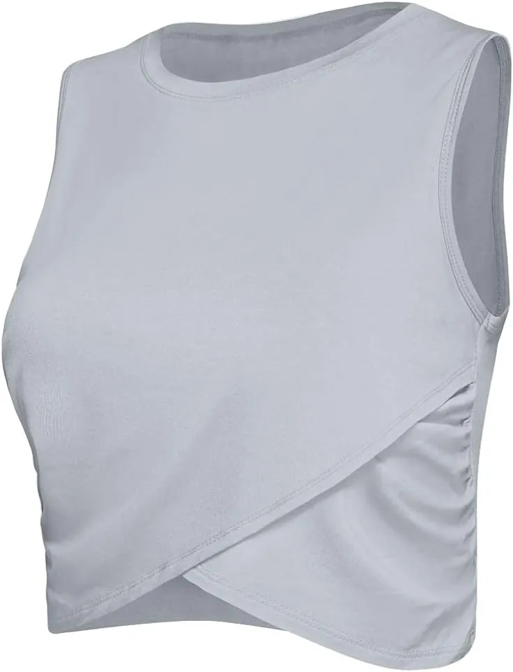 Sanutch Yoga Crop Tops Dance Tops Fitted Workout Crop Tops Yoga Tank Tops Athletic Sports Shirts for Women