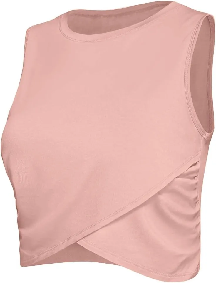 Sanutch Yoga Crop Tops Dance Tops Fitted Workout Crop Tops Yoga Tank Tops Athletic Sports Shirts for Women