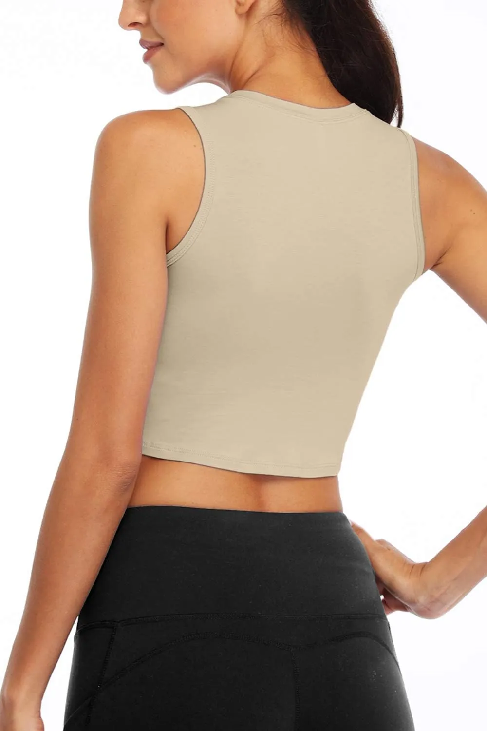 Sanutch Yoga Crop Tops Dance Tops Fitted Workout Crop Tops Yoga Tank Tops Athletic Sports Shirts for Women