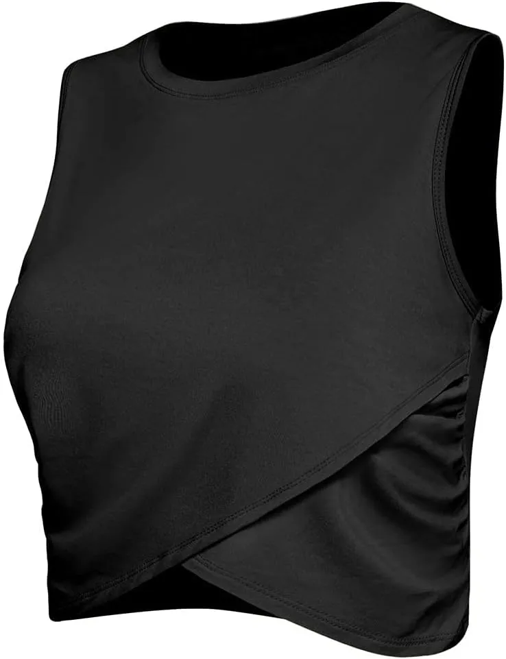 Sanutch Yoga Crop Tops Dance Tops Fitted Workout Crop Tops Yoga Tank Tops Athletic Sports Shirts for Women