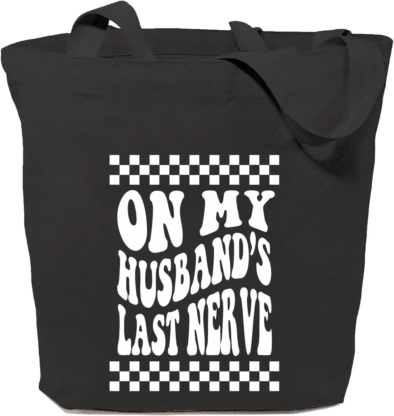 SAUIVD Women's On My Husband's Last Nerve Canvas Tote Bag Friendly Shoulder Funny Saying Graphic Resuable Shopping Bag