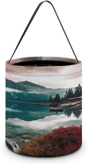 Scenic Lake Halloween Tote Candy Bag Candy Basket Candy Bucket Gift Bag for Halloween Party