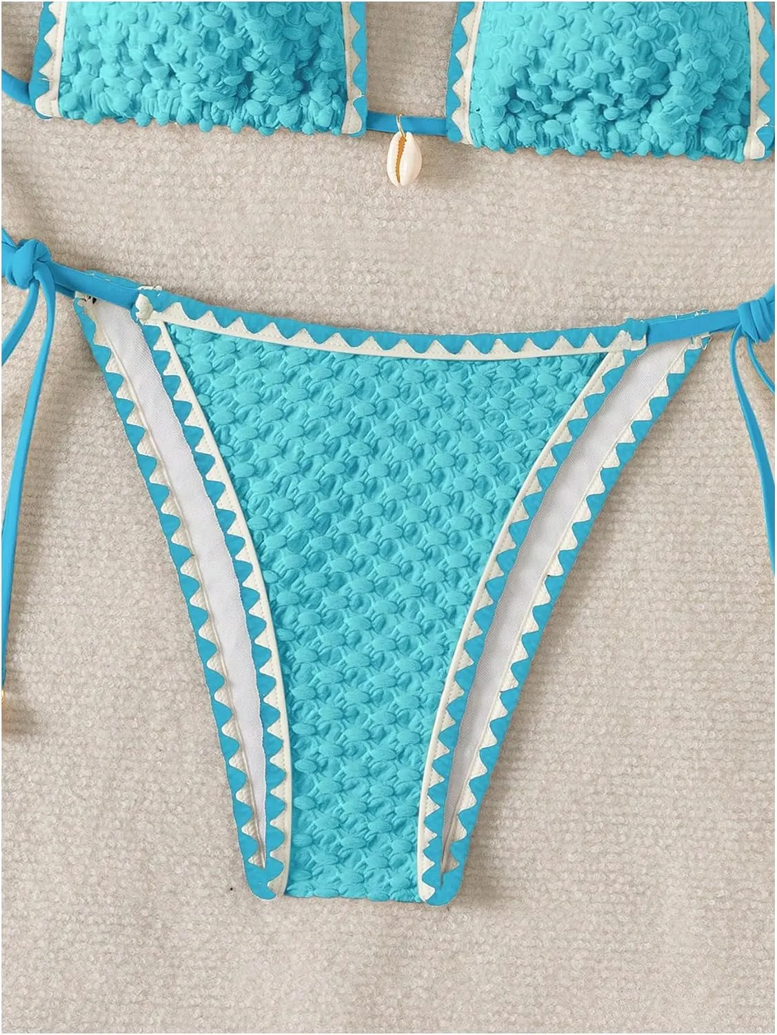 SHENHE Women's 2 Piece Triangle Beach Bikini Sets Color Block Halter Swimsuit Bathing Suit