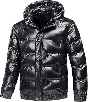 Shiny down Jacket Men Waterproof Reflective Outdoor Coats Lightweight Winter Hoodies Quilted Bomber Puffer Jackets
