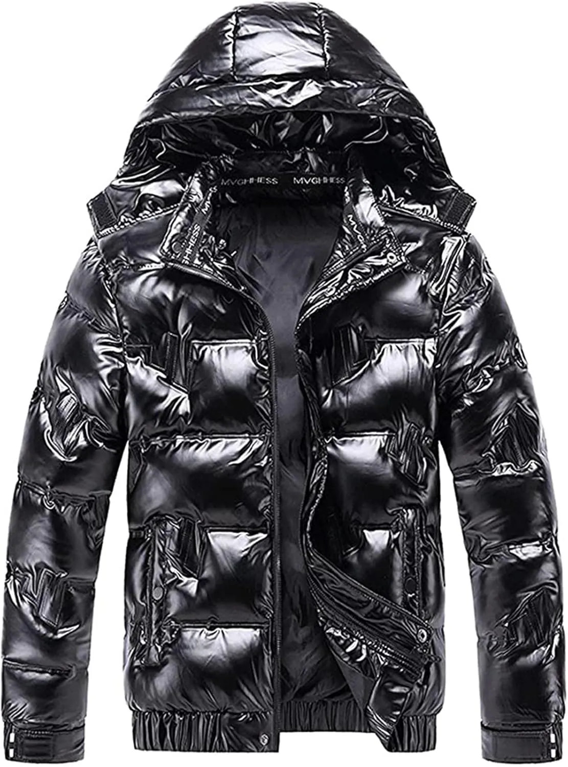 Shiny down Jacket Men Waterproof Reflective Outdoor Coats Lightweight Winter Hoodies Quilted Bomber Puffer Jackets