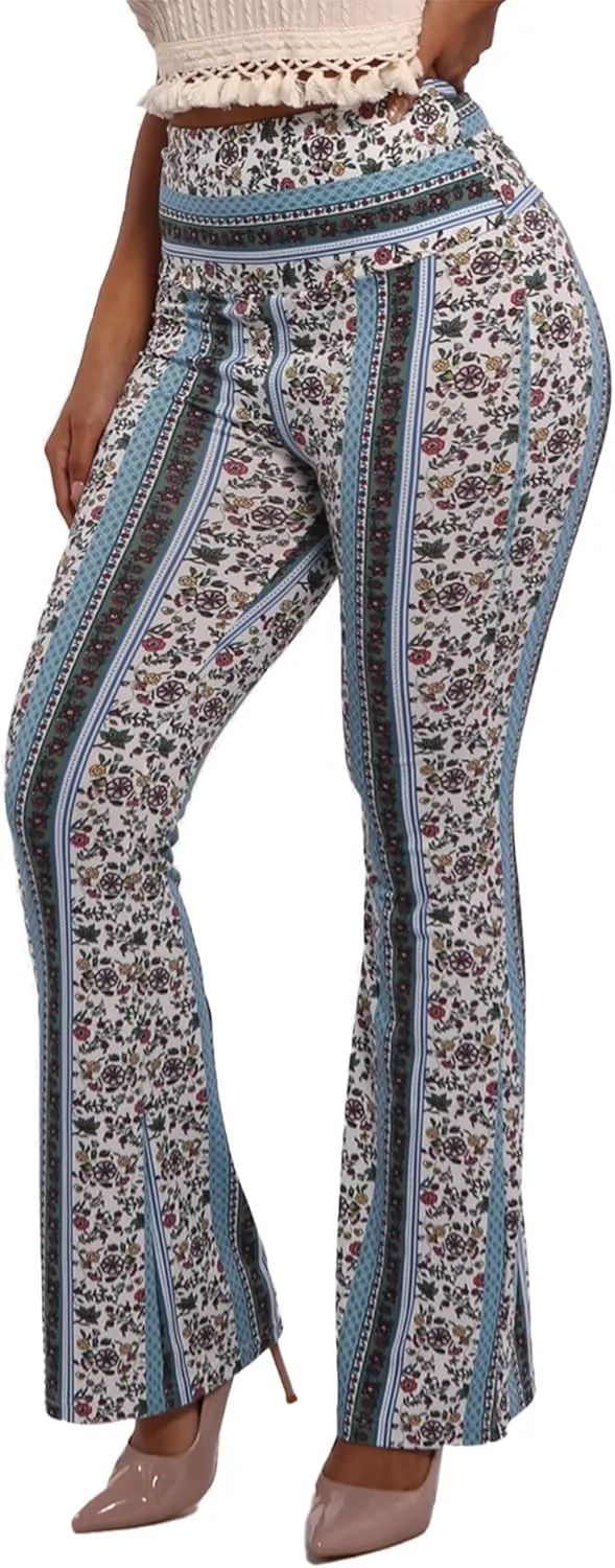 ShoSho Womens Flare Palazzo Pants Casual Boho Bell Bottoms Wide Leg Buttery Soft Bottoms