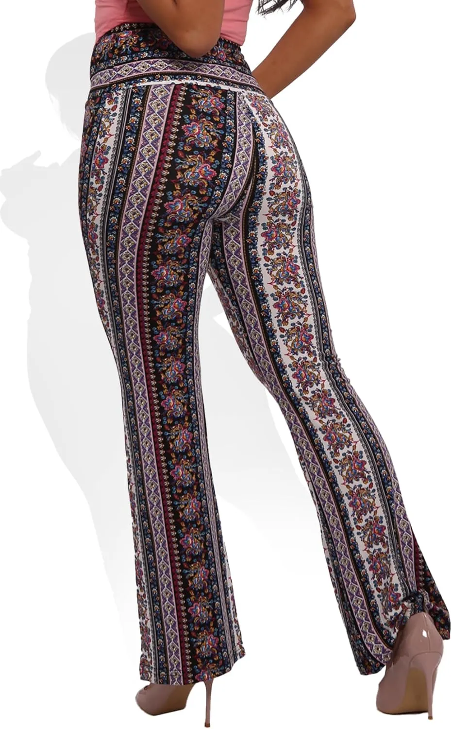 ShoSho Womens Flare Palazzo Pants Casual Boho Bell Bottoms Wide Leg Buttery Soft Bottoms