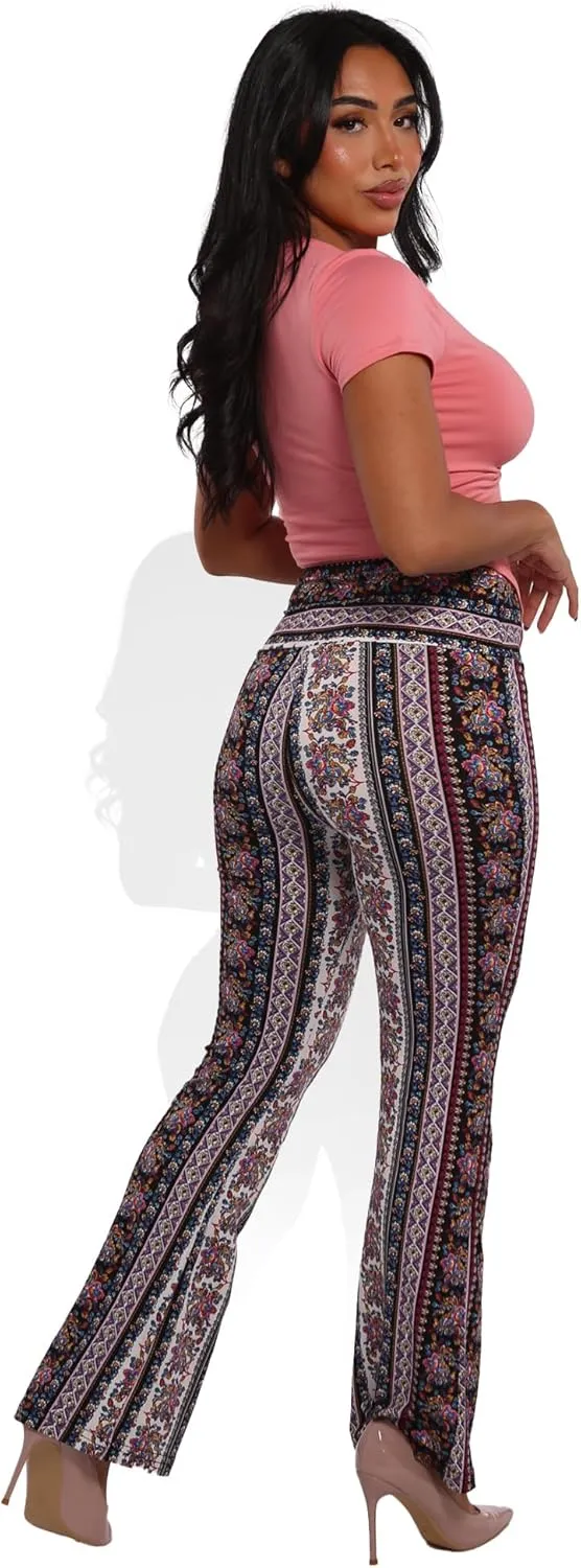 ShoSho Womens Flare Palazzo Pants Casual Boho Bell Bottoms Wide Leg Buttery Soft Bottoms