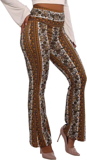 ShoSho Womens Flare Palazzo Pants Casual Boho Bell Bottoms Wide Leg Buttery Soft Bottoms