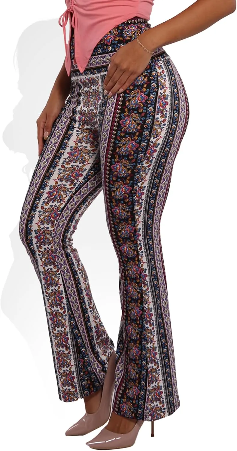 ShoSho Womens Flare Palazzo Pants Casual Boho Bell Bottoms Wide Leg Buttery Soft Bottoms