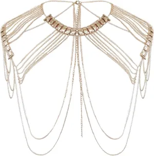 Shoulder Necklace Chain Body Jewelry Tassel Shoulder Jewelry Accessory for Women Men at Party Beach Summer Holidays Halloween