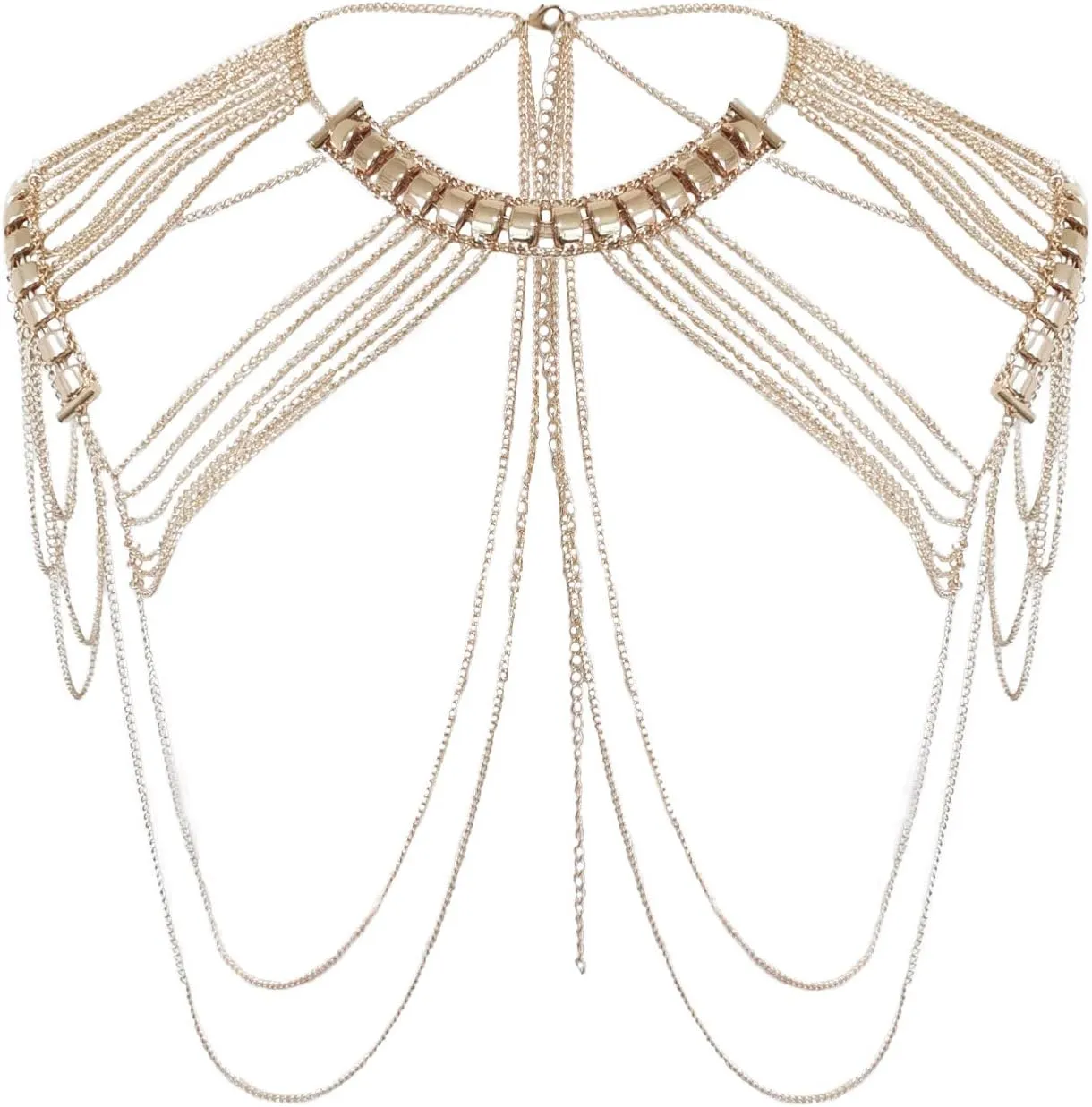 Shoulder Necklace Chain Body Jewelry Tassel Shoulder Jewelry Accessory for Women Men at Party Beach Summer Holidays Halloween