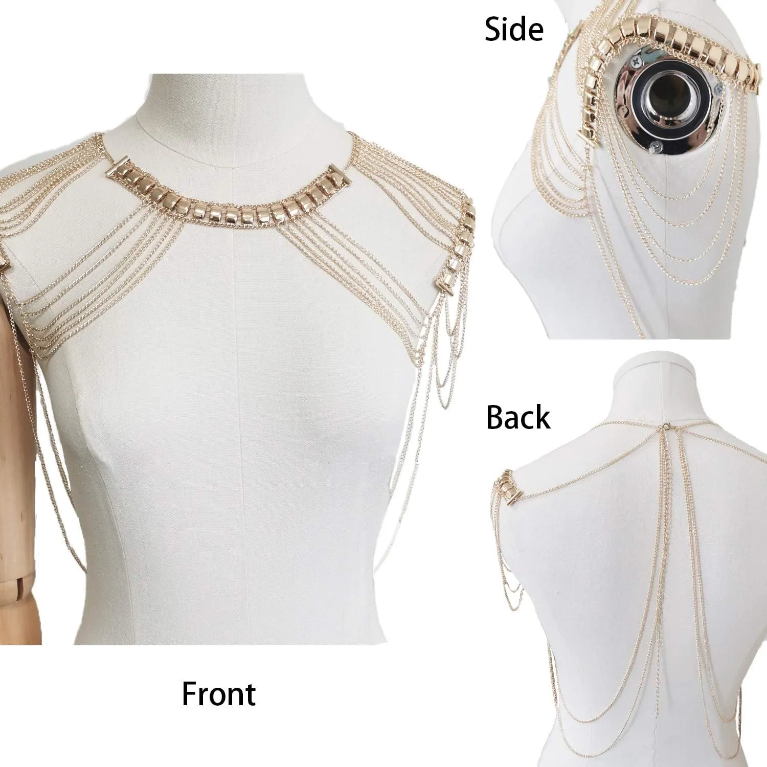 Shoulder Necklace Chain Body Jewelry Tassel Shoulder Jewelry Accessory for Women Men at Party Beach Summer Holidays Halloween