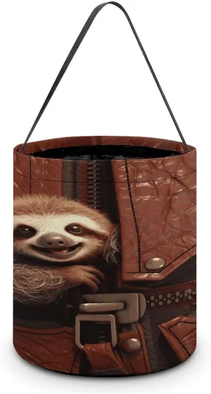 Sloth on Zipper Halloween Tote Candy Bag Candy Basket Candy Bucket Gift Bag for Halloween Party