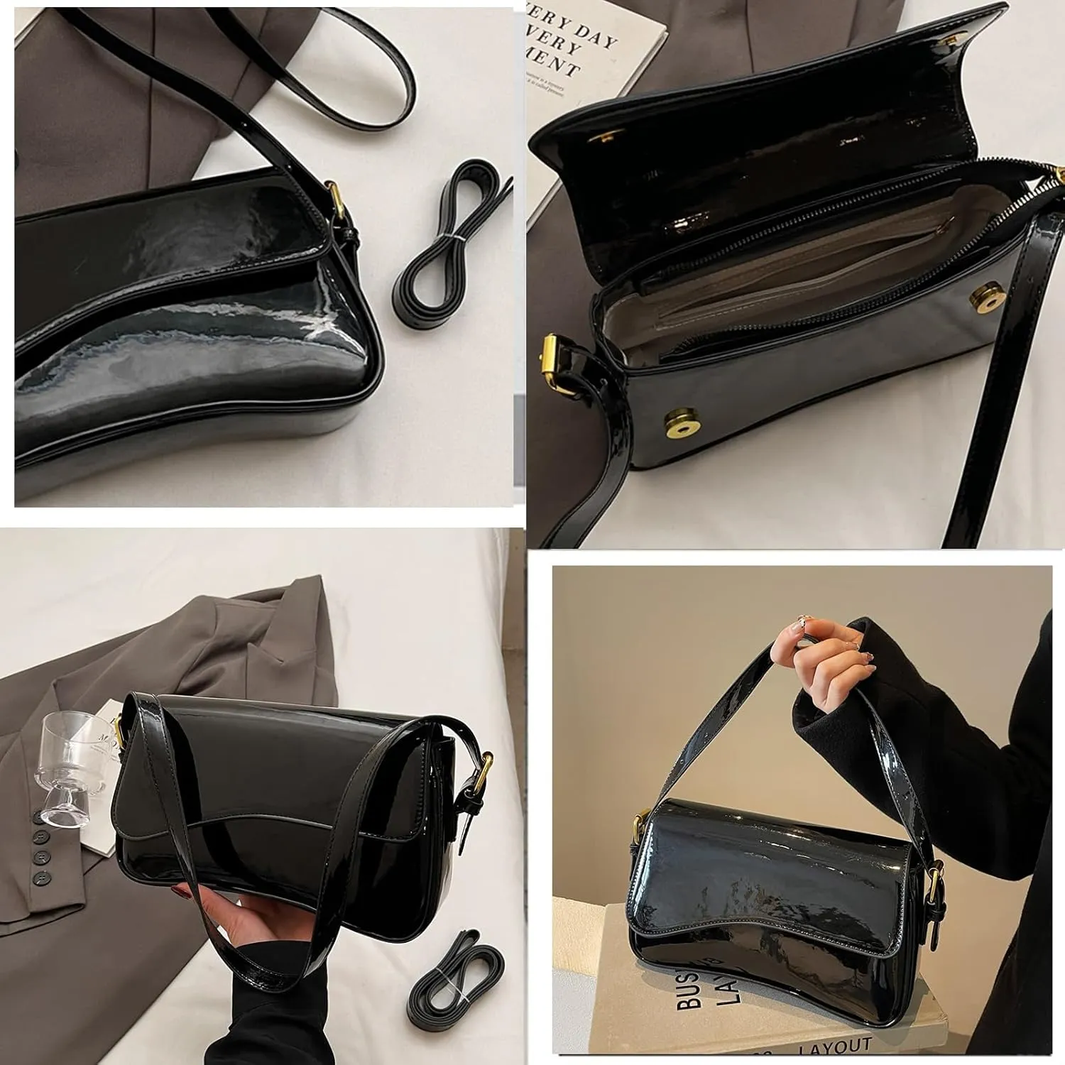 Small Shoulder Bags for Women,Crossbody Purses,Retro Vegan Leather Tote Handbag, Clutch Hobo Purse with Zipper