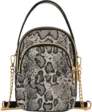 Snake Skin Crossbody Bags for Women Crossbody Purse Bag Handle Satchel with Chain Strap for Travel Women