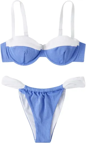 SOLY HUX Women's Color Block Underwire Bikini Sets Bathing Suits Two Piece Swimsuits