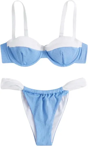 SOLY HUX Women's Color Block Underwire Bikini Sets Bathing Suits Two Piece Swimsuits