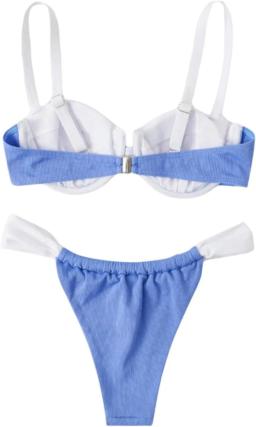 SOLY HUX Women's Color Block Underwire Bikini Sets Bathing Suits Two Piece Swimsuits
