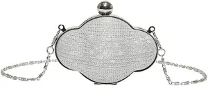 Sparkling Mini Handbag Evening Clutches Metal Bag Silver Clutch Purse Mini Crossbody Bag For Women.