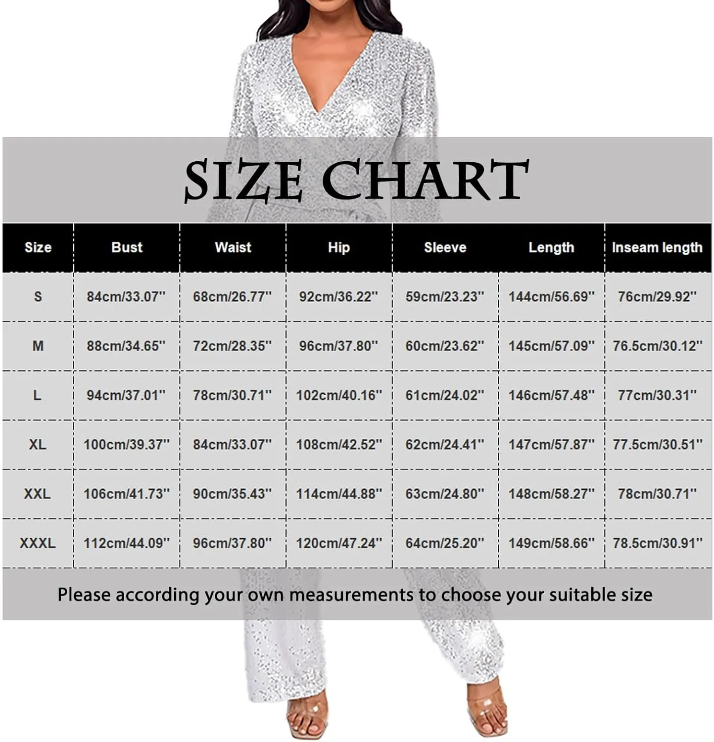 Sparkly Jumpsuits for Women Dressy Formal Plus Size Long Sleeve Sequin Party Rompers Sexy V Neck Wide Leg Pants Suit