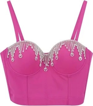 Sparkly Spring Tank Tops for Women Party Rhinestone Sequin Shiny Sleeveless Basic Blouses Sparkle Camisole Club Y2K