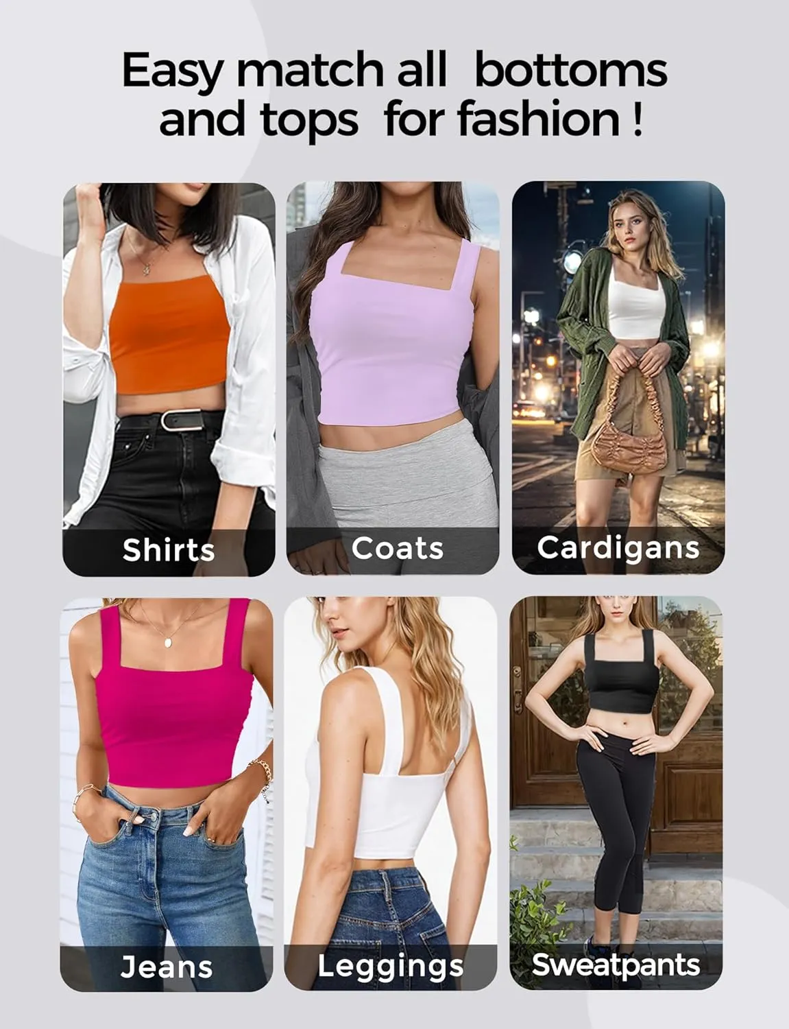 Square Neck Tops for Women, Sleeveless Crop Tops Women, Sexy Cropped Double Layered Tank Tops, Women Workout Basic Top