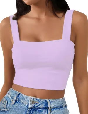 Square Neck Tops for Women, Sleeveless Crop Tops Women, Sexy Cropped Double Layered Tank Tops, Women Workout Basic Top