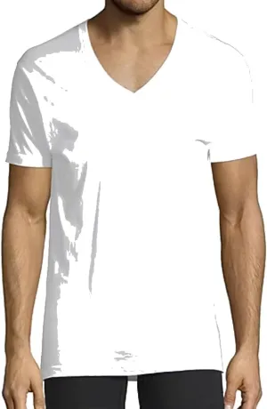 Stafford 4-Pack Men's Blended Cotton V-Neck T-Shirts White (M)