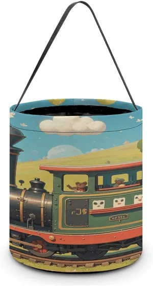 Steam Little Train Halloween Tote Candy Bag Candy Basket Candy Bucket Gift Bag for Halloween Party