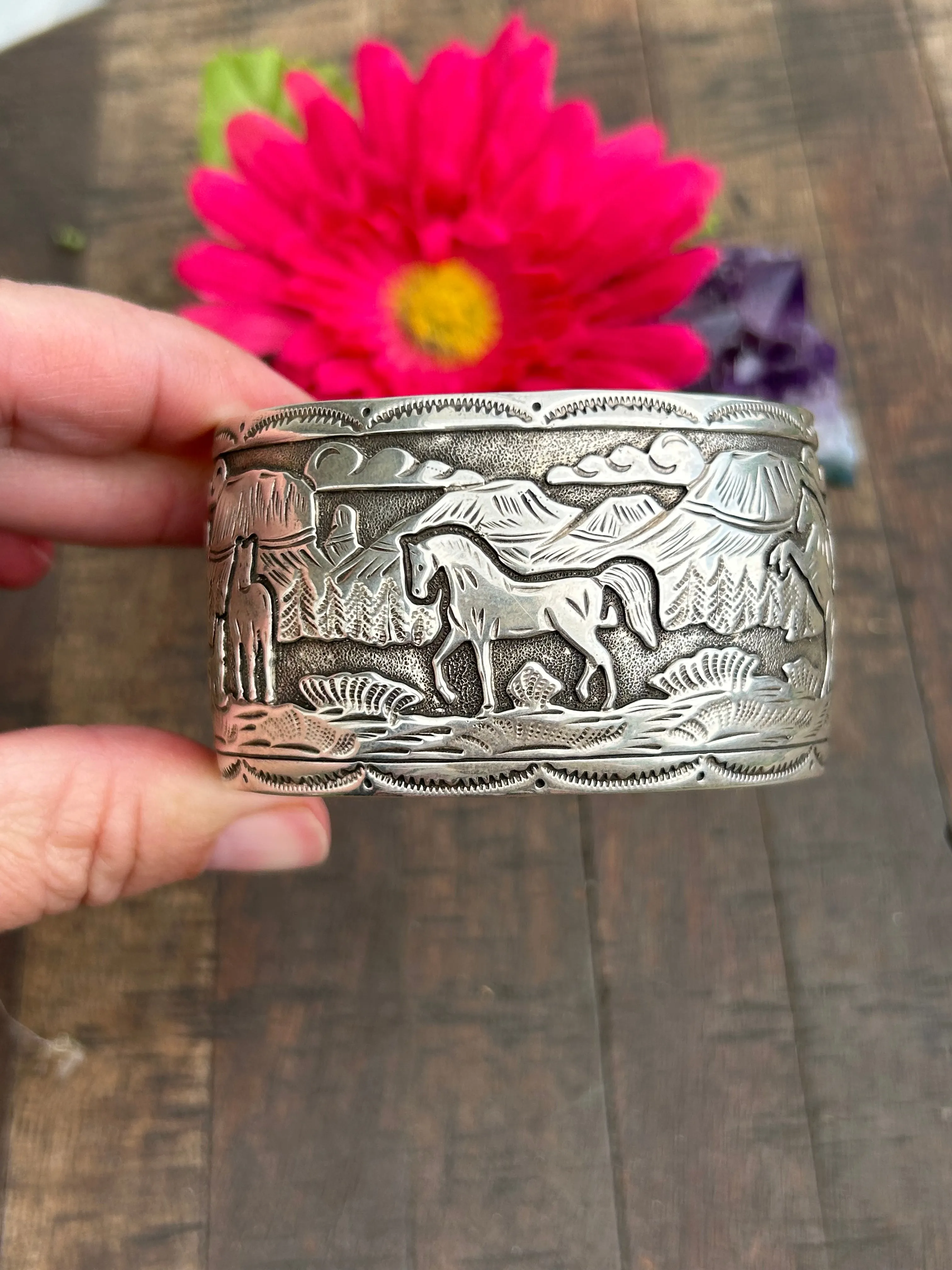 Sterling Storyteller Cuff