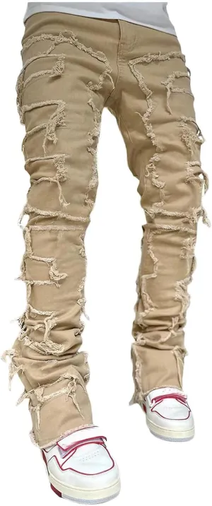 Straight Fit Jeans for Men Slim Fit Stretch Jeans Fashion Comfort Waist Cargo Patch Denim Pants
