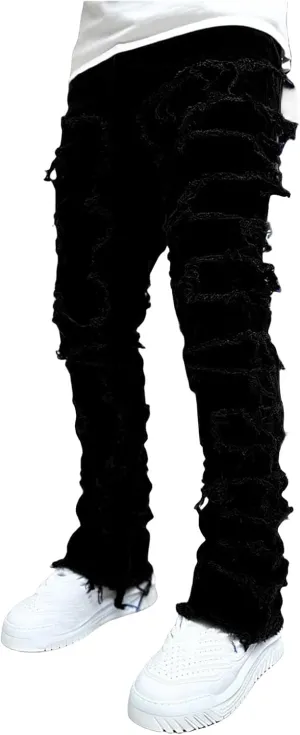 Straight Fit Jeans for Men Slim Fit Stretch Jeans Fashion Comfort Waist Cargo Patch Denim Pants