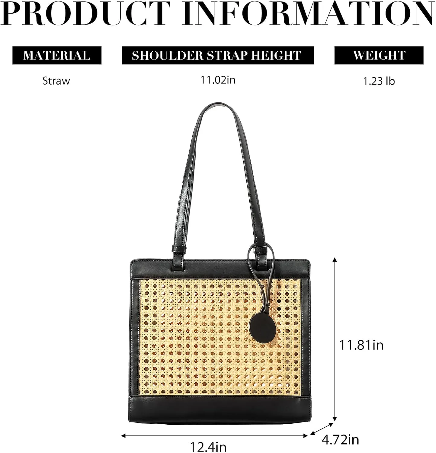 Straw Beach Bag for Women Summer Woven Rattan Tote Bag Straw Purses and Handbags for Vacation with Pendant