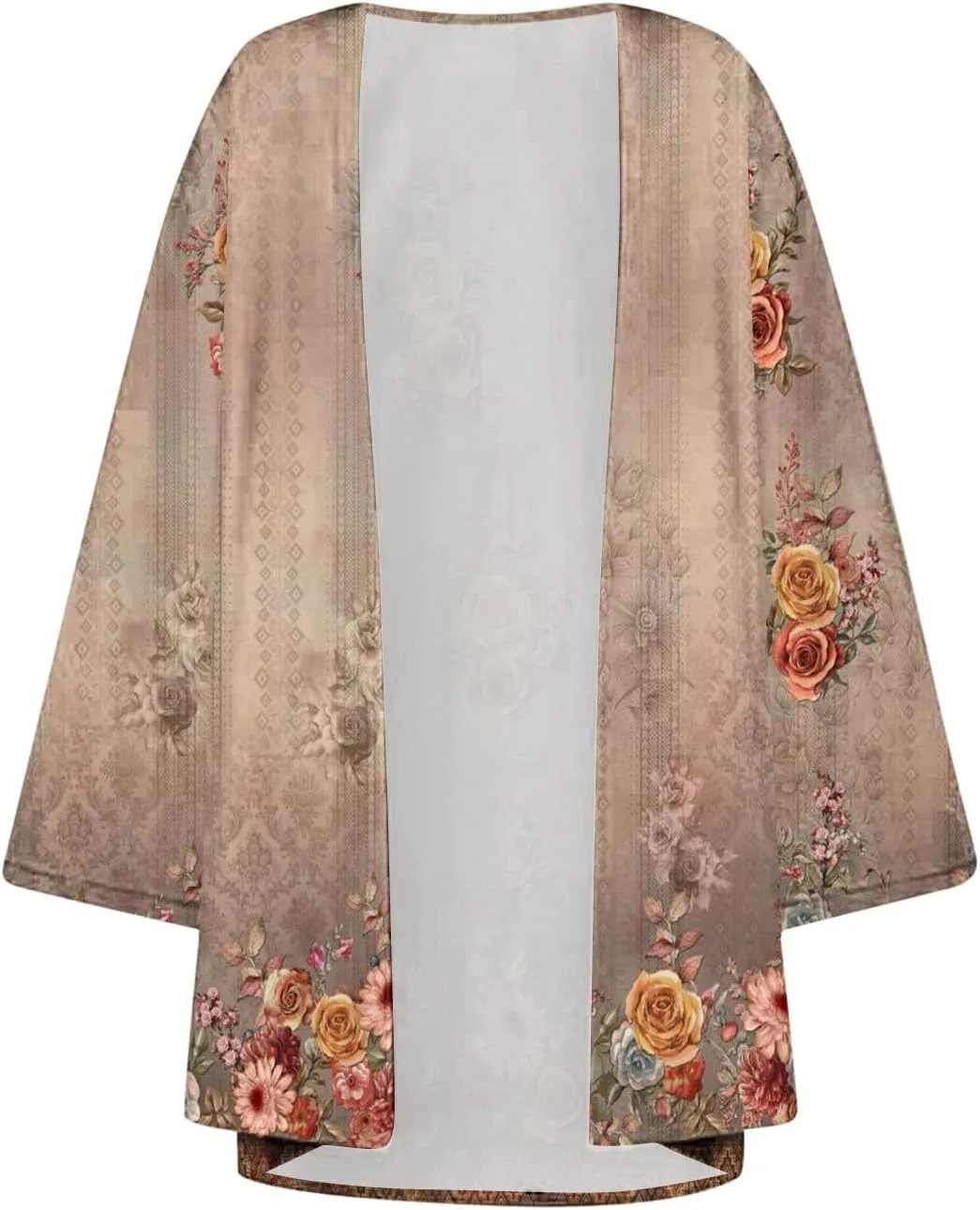 Summer Puff Sleeve Cardigans Womens Fashion Floral Printed Kimono Cardigan Casual Loose Fit lightweight Cover Up Blouse Tops