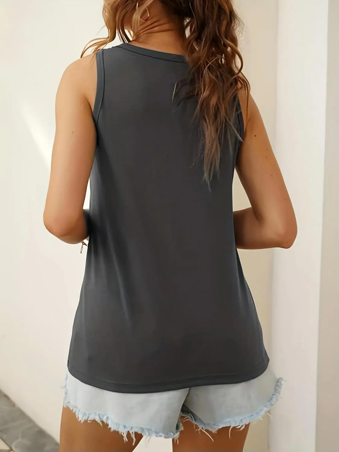 Summer Women's Casual Sleeveless Tank Top T-Shirt Vest Tops Camisole Tops Womens Vest Tops