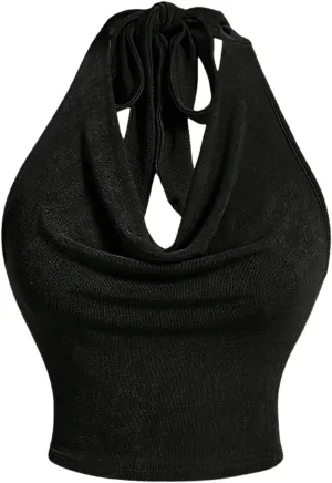 SweatyRocks Women's Draped Crop Halter Tops Sleeveless Slim Fit Camisole Tops
