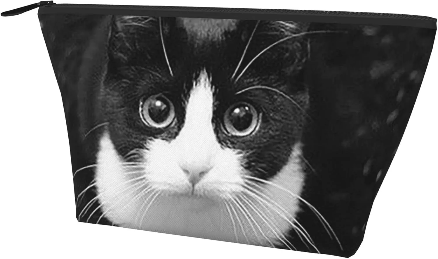 SWEET TANG Small Makeup Bag For Purse Waterproof Cosmetic Bag Travel Makeup Pouch With Zipper Storage Cosmetic Pouch (Black White Cat)
