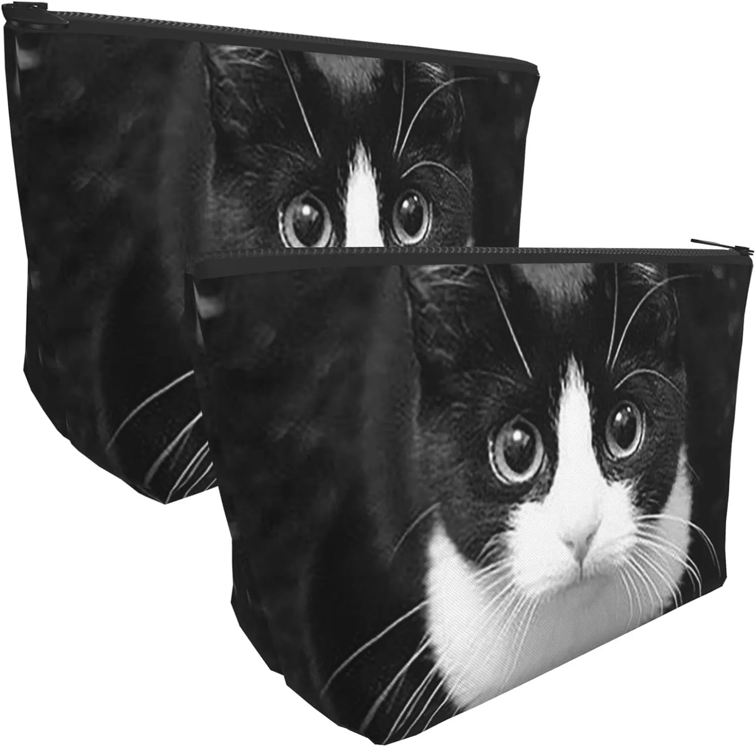 SWEET TANG Small Makeup Bag For Purse Waterproof Cosmetic Bag Travel Makeup Pouch With Zipper Storage Cosmetic Pouch (Black White Cat)