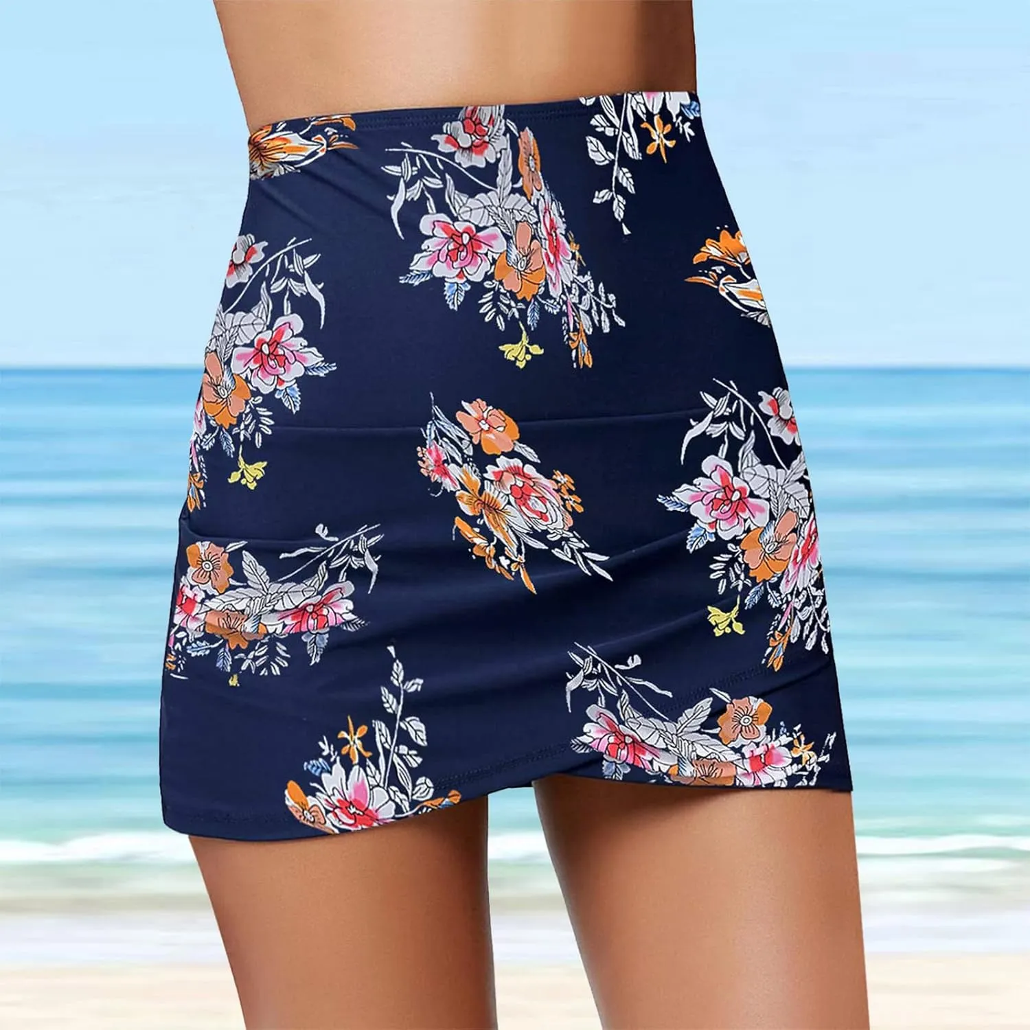 Swim Skirts for Women Swimwear High Waisted Tummy Control Skorts with Built-in Shorts Bathing Suit Bottom