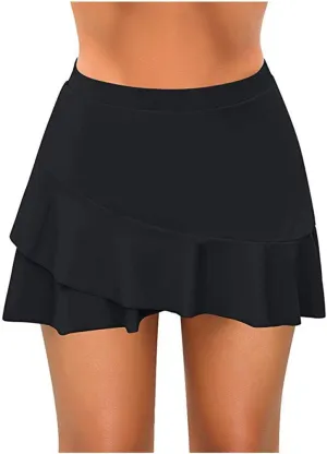 Swim Skirts for Women Swimwear High Waisted Tummy Control Skorts with Built-in Shorts Bathing Suit Bottom
