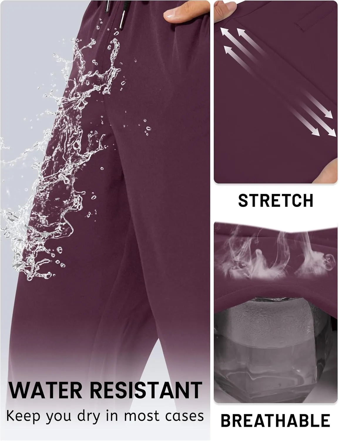 TACVASEN Mens Lightweight Hiking Pants Athletic Casual Quick Dry Stretch Water Resistant Joggers with Pockets Workout Gym