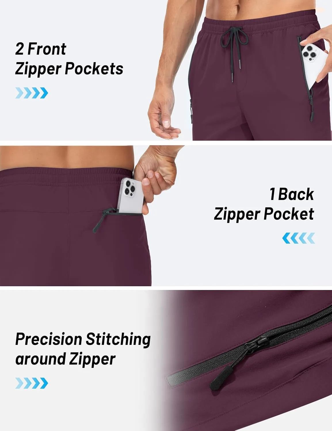 TACVASEN Mens Lightweight Hiking Pants Athletic Casual Quick Dry Stretch Water Resistant Joggers with Pockets Workout Gym