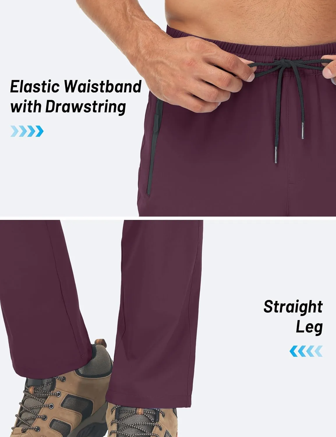 TACVASEN Mens Lightweight Hiking Pants Athletic Casual Quick Dry Stretch Water Resistant Joggers with Pockets Workout Gym