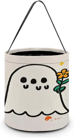 Take The Flower Ghost Halloween Tote Candy Bag Candy Basket Candy Bucket Gift Bag for Halloween Party