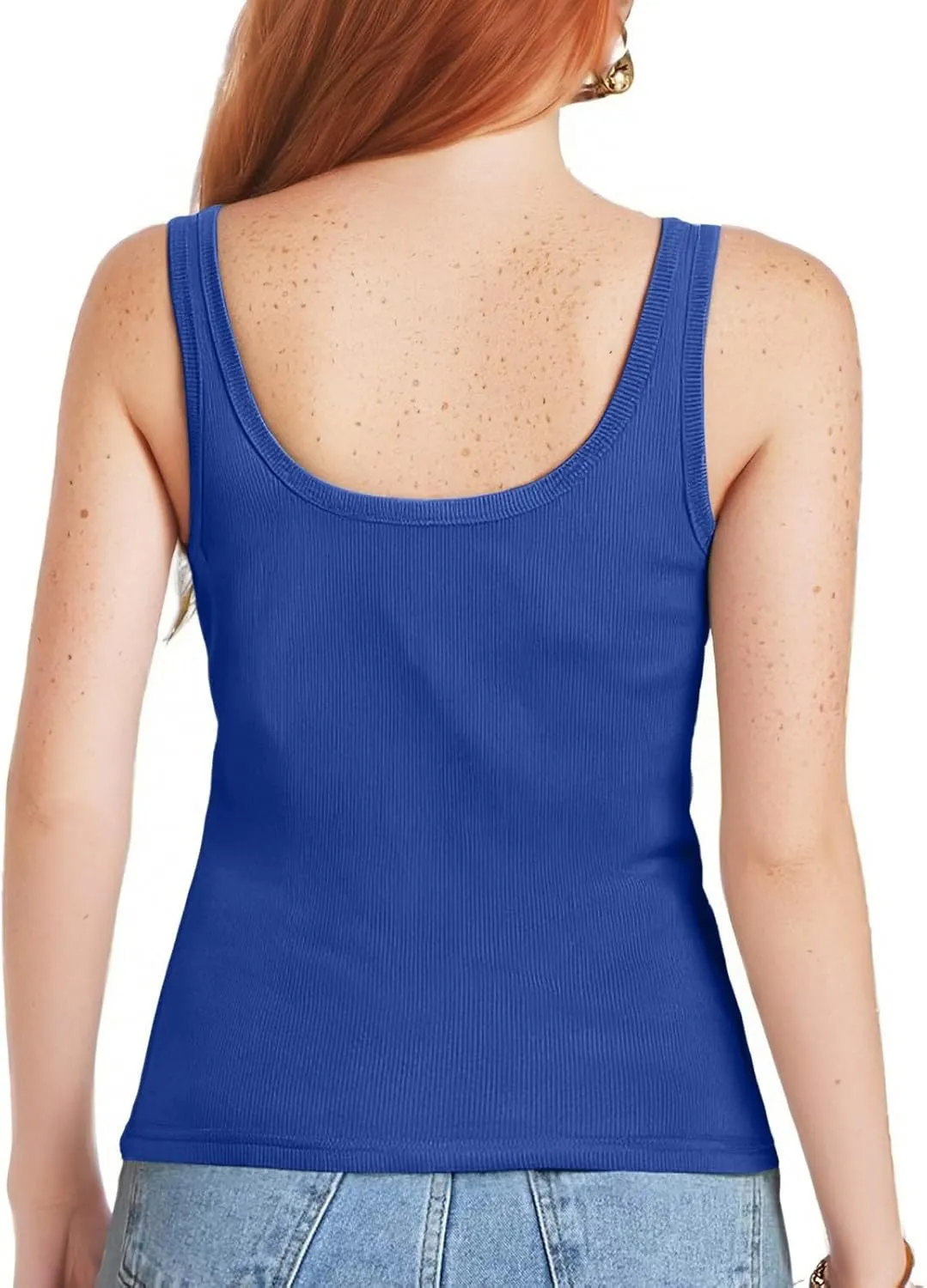 Tank Top for Women Cropped Spaghetti Strap Scoop Neck Ribbed Knit Sleeveless Basic Layering Shirts Summer Clothes 2025