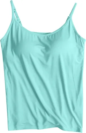 Tank Top With Built In Bra For Women Going Out Scoop Neck Crop Camisole Tops Padded Shelf Bras Modal Basic Cami Tank