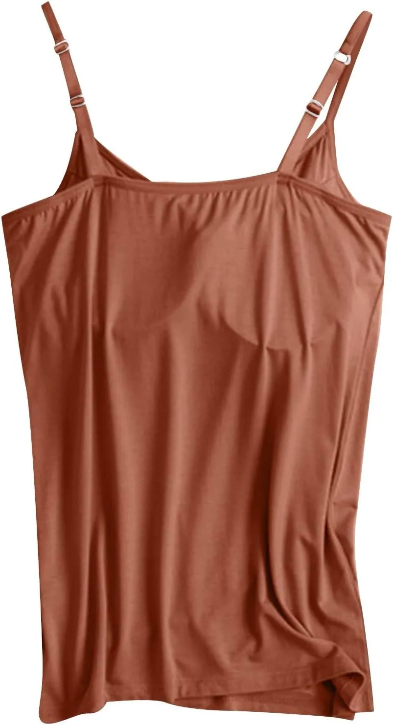 Tank Top, with Built in Bra Sports 2025 Summer Spaghetti Strap Camisoles Cami Sleeveless Trendy Lingerie