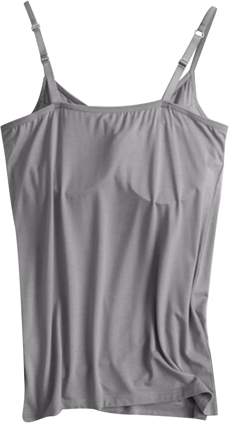Tank Top, with Built in Bra Sports 2025 Summer Spaghetti Strap Camisoles Cami Sleeveless Trendy Lingerie